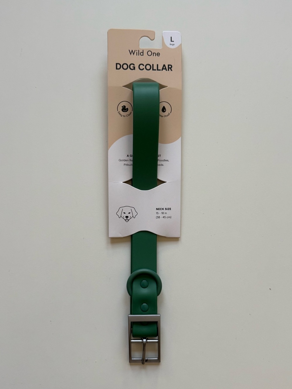 Wild One Dog Collar - L (15-18") - Spruce Green